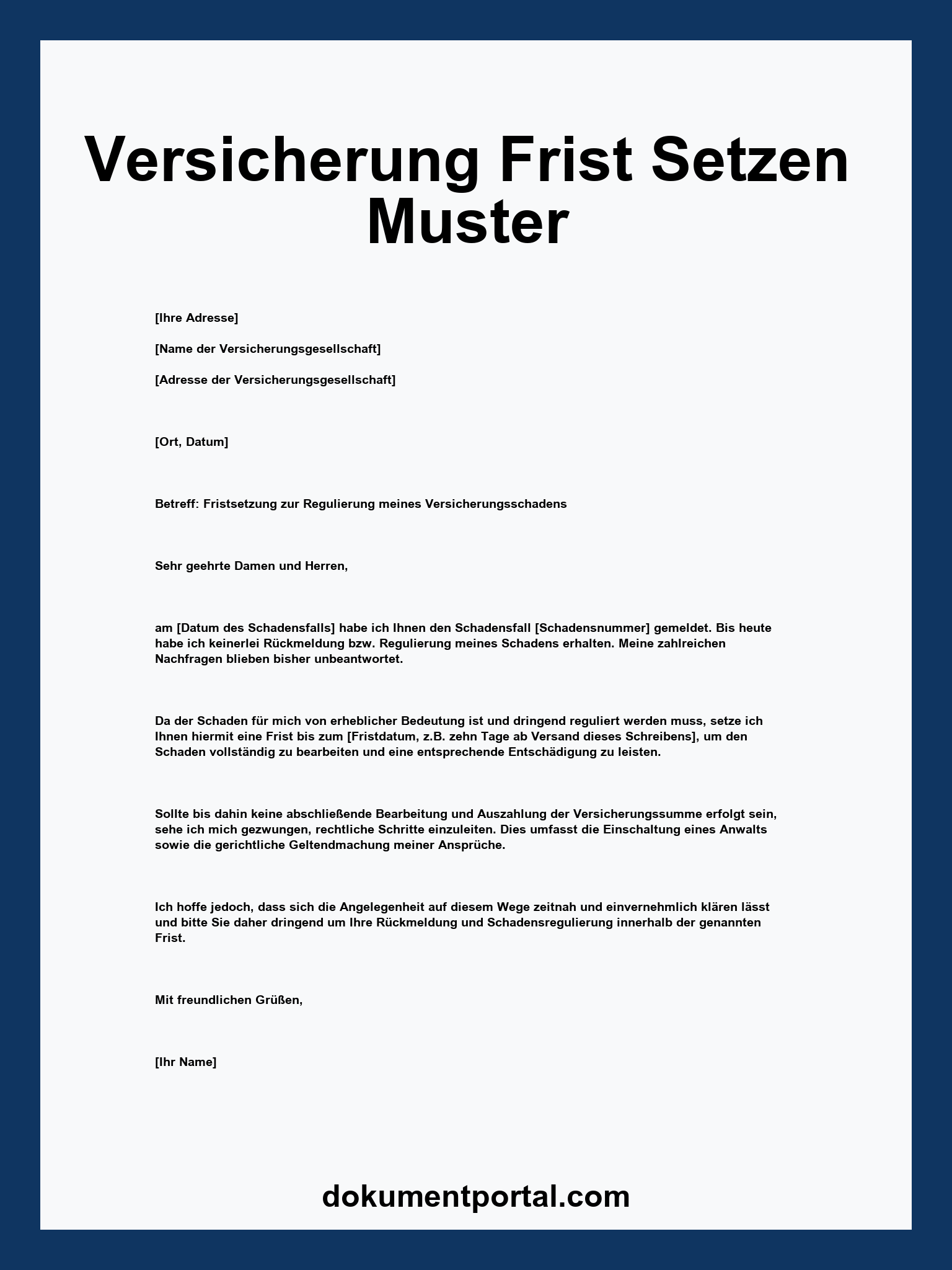 Versicherung Frist Setzen Muster